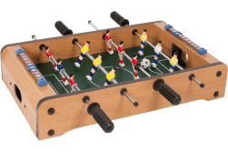 A tabletop foosball table game