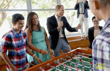 Prince William playing foosball in 2014