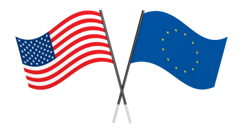 Illustration of US and European flags together